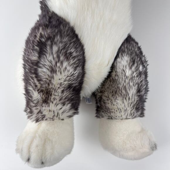 Vintage Aurora Super Flopsies Mush 28" Husky Dog Gray Plush Blue Eyes 2008 Jumbo - Picture 12 of 13